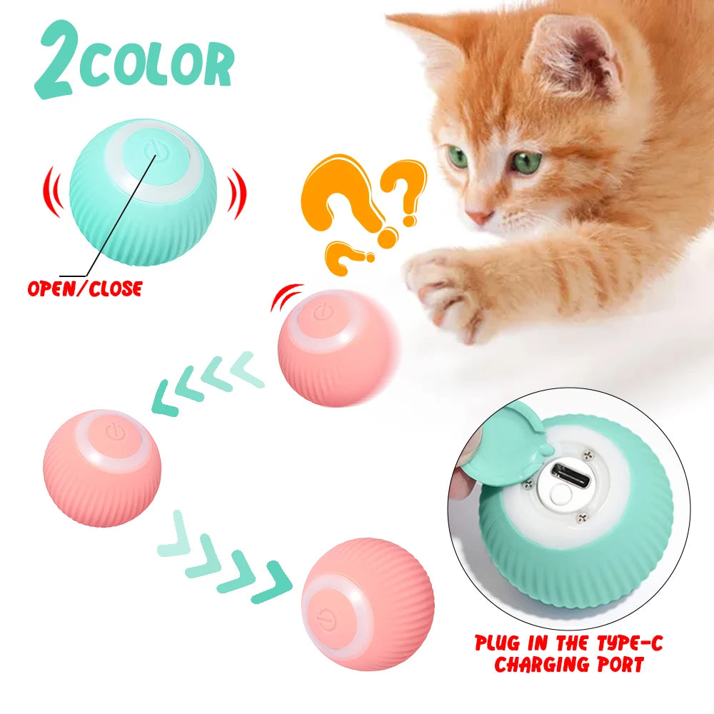 Smart Cat Toys Automatic Rolling Ball Electric Cat Toys Interactive for Cats Training Self-Moving Kitten Toys for Indoor Playing